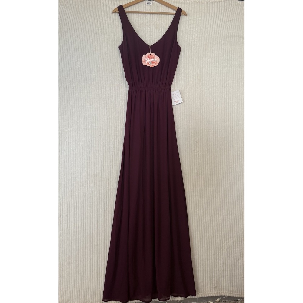 Show Me Your MUMU Kendall Merlot Chiffon Maxi Dress Women's Size XS $168 NWT